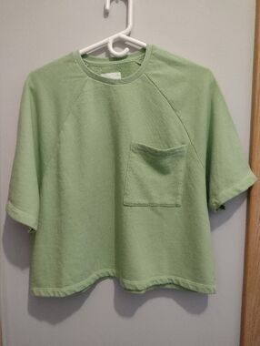 Aerie Cropped Short Sleeve Sweatshirt Size Small